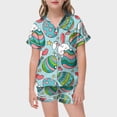 thumbnail image 2 of MIASHUI Easter Girl Boy Silk Satin Pajamas Set Button Down Sleepwear,Green,12-13 Years, 2 of 4