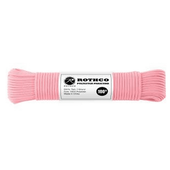Rothco 550lb Type III Polyester Paracord 100 ft - Rose Pink