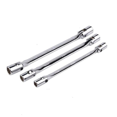 NANMELX 3pcs Metric Double 12 Point Swivel Head Wrench Set Flexible Socket Spanner Tool