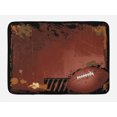 thumbnail image 1 of Sports Bath Mat, Maroon Grunge Rugby Theme with Game Elements Competition Win Sports Artisan Image, Non-Slip Plush Mat Bathroom Kitchen Laundry Room Decor, 29.5 X 17.5 Inches, Brown Black, Ambesonne, 1 of 2