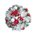 thumbnail image 2 of Christmas Wreath Decorations 15.7" Christmas Wreaths With Snow Christmas Door Wreath With Red Bow & Balls For Indoor Outdoor Fireplace Wall Window Christmas Decor(Red-40Cm), 2 of 4