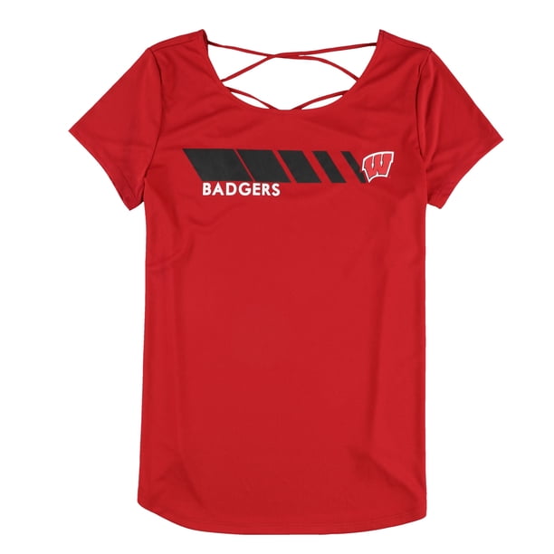 Touch Womens University of Wisoncin Badgers Open Racerback Graphic T-Shirt wis M