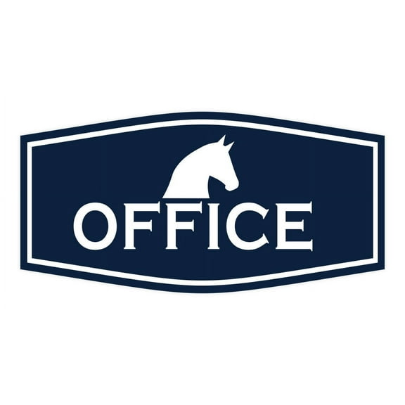 Signs ByLITA Fancy Office, Horses Plastic Sign (Navy Blue / White) - Large
