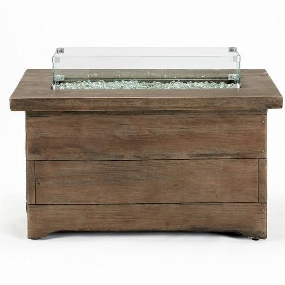 Bluegrass Living 42 Inch x 20 Inch Barnyard Rectangular MGO Propane Fire Pit Table with Glass Beads and Cover - Model# HF42603