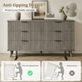 thumbnail image 5 of Laintene 3-Piece Boho Bedroom Set - 6-Drawer Dresser & 2 Nightstands with 3 Drawers & USB Charging, Fluted Wooden Storage, Modern Dresser & Nightstand Combo, Dark Grey Oak, 5 of 12