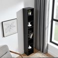 thumbnail image 5 of 8 Tier Tall Narrow Media Tower Rack  Adjustable Shelves For CD Or DVD Multi Functional Double Decker Bookcase For Home Officeï¼Black+MDFï¼, 5 of 27