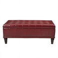 thumbnail image 2 of Pouf de Rangement Carré Caldwell en Cuir Verni Rouge Cramoisi avec Clous, 2 of 7