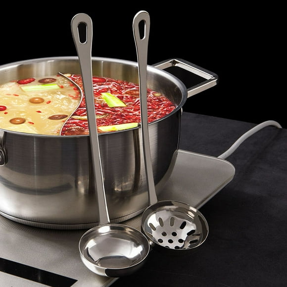 Funie Round Stainless Steel Colander Soup Spoon Oil Filter Hook Scoop Kitchen Utensil