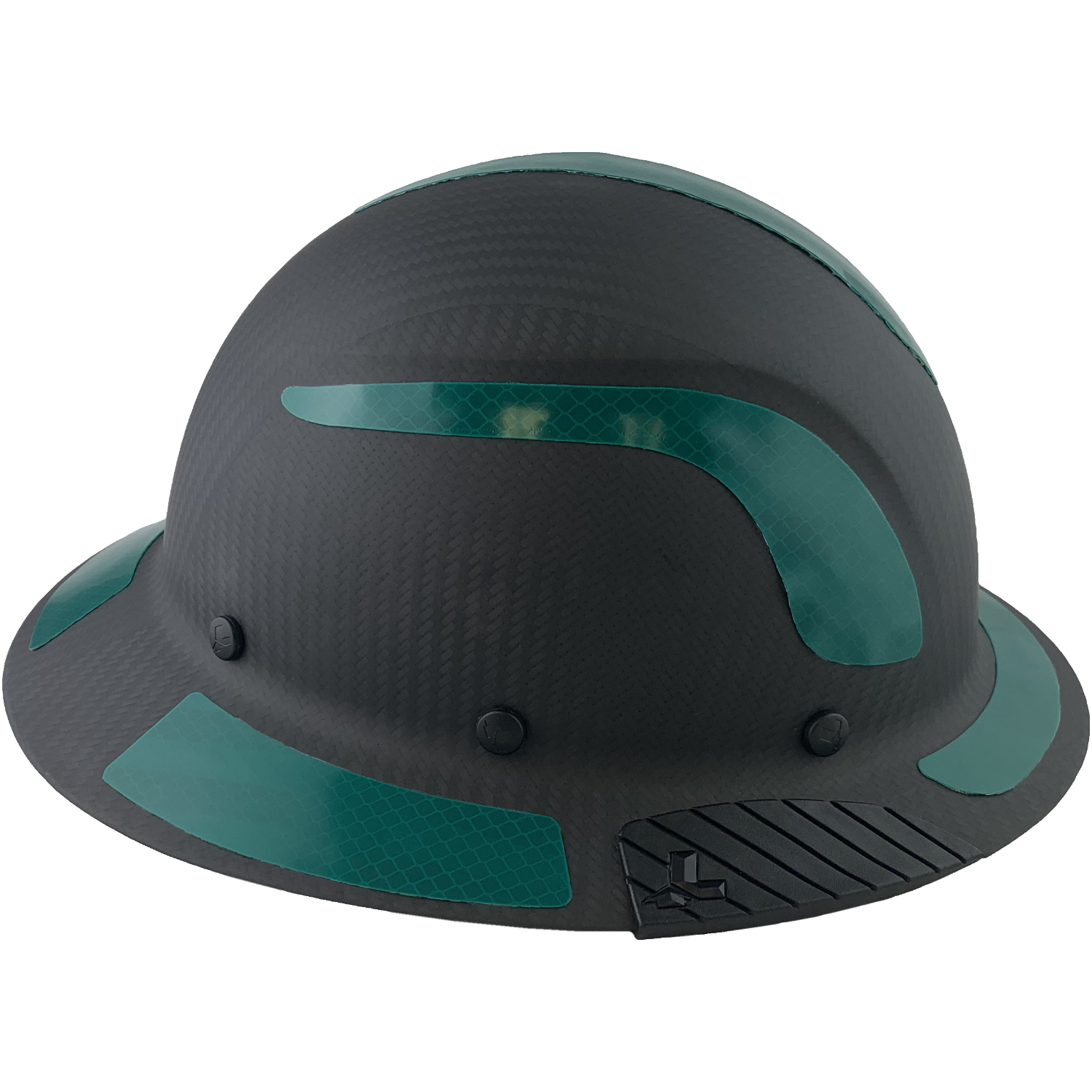 Lift Safety Helmet - Actual Carbon Fiber Full Brim Hard Hat - Matte Black with Green Reflective Decals with Hard Hat Tote Bag