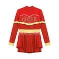 thumbnail image 5 of Aislor Girls Cheerleading Uniform Long Sleeve Dance Leotards Dress Cheer Leader Performance Costume Red 14, 5 of 7