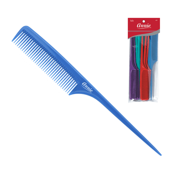 Annie 12-Count Assorted Colors Rat Tail Comb Set for Hair Styling