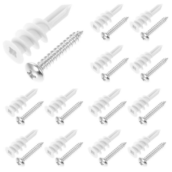 EASTIN 50 Sets Spiral Expansion Tube Screw Anchors Dry Wall Mount Plasterboard Drywall Self Tapping Screws