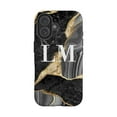 thumbnail image 1 of Personalised Black and Gold Marble Name iPhone 16 Plus Case,iPhone 16 Pro, 1 of 5
