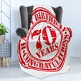 thumbnail image 4 of 70th Birthday Soft Flannel Fleece Throw Blanket, 70 Years Congrats Grunge Looking Stamp in Vintage Old Design, Cozy Plush for Indoor and Outdoor Use, 60" x 80", White Red, by Ambesonne, 4 of 5