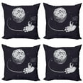 thumbnail image 1 of Hello Throw Pillow Cushion Case Pack of 4, Hand Waving Astronaut in a Rocket from Moon Doodle Cosmic Outer Space Theme, Modern Accent Double-Sided Print, 4 Sizes, Indigo and White, by Ambesonne, 1 of 2