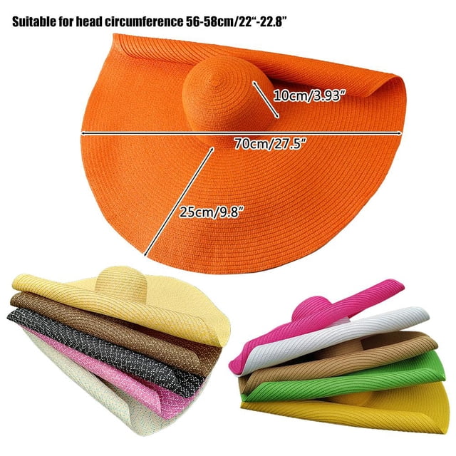 Sombrero de paja de ala ancha para mujer,Sombreros de paja de playa de gran tamaño Sombrero de sol de paja flexible Sombreros de paja de playa de gran tamaño optimizados para la excelencia