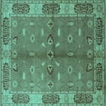 thumbnail image 1 of Ahgly Company Indoor Square Oriental Turquoise Blue Traditional Area Rugs, 4' Square, 1 of 4