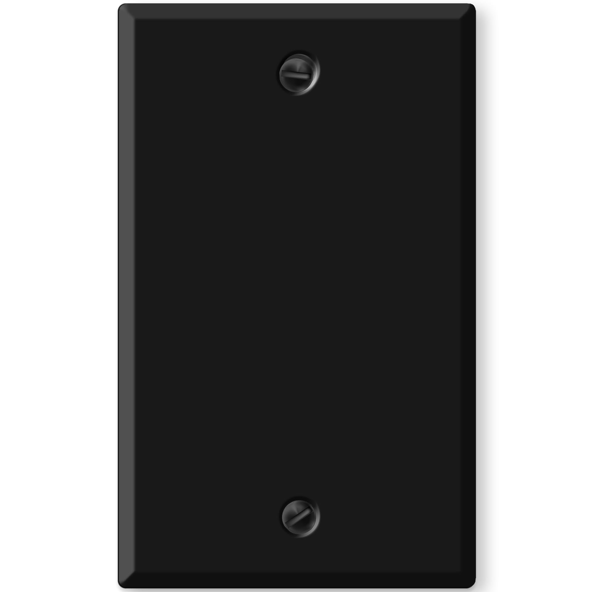 1-Gang Blank Black Metal Wall Plate Cover, Made in USA, Standard Size Black Metal Blank Light Switch Cover, Cover Plate for Unused Outlets & Electrical Boxes, Matching Screws