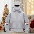 thumbnail image 2 of larppty Women's Hoodie with Mask Winter Zip up Hoodies Ugly Christmas Double Hooded Sweatshirt Streetwear (Light Gray, XXL), 2 of 4