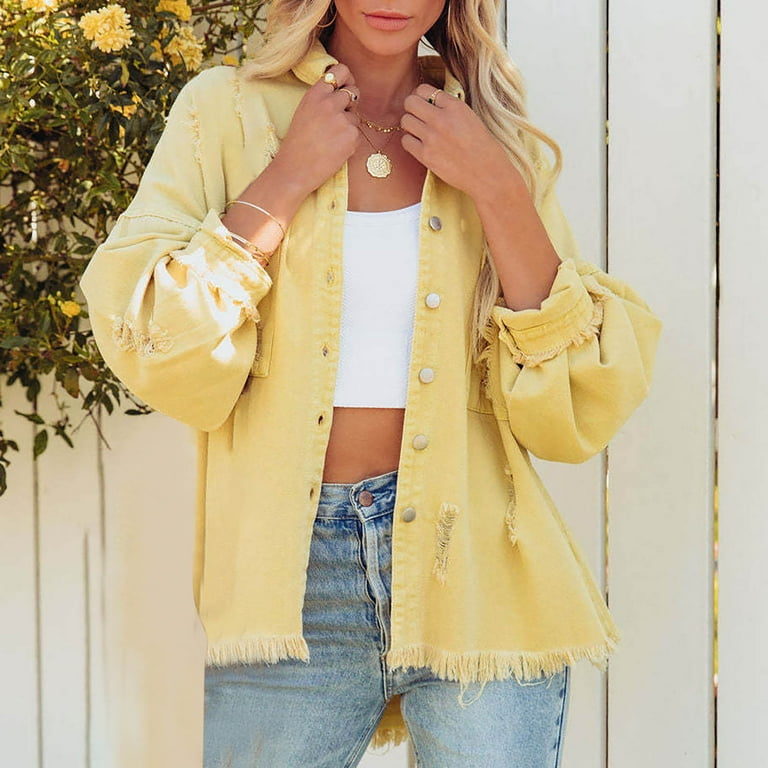 Yellow oversized deals denim jacket