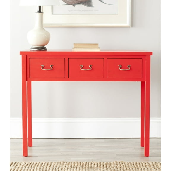 SAFAVIEH Cindy Contemporary Nautical Console w/ 3 Storage Drawers, Hot Red