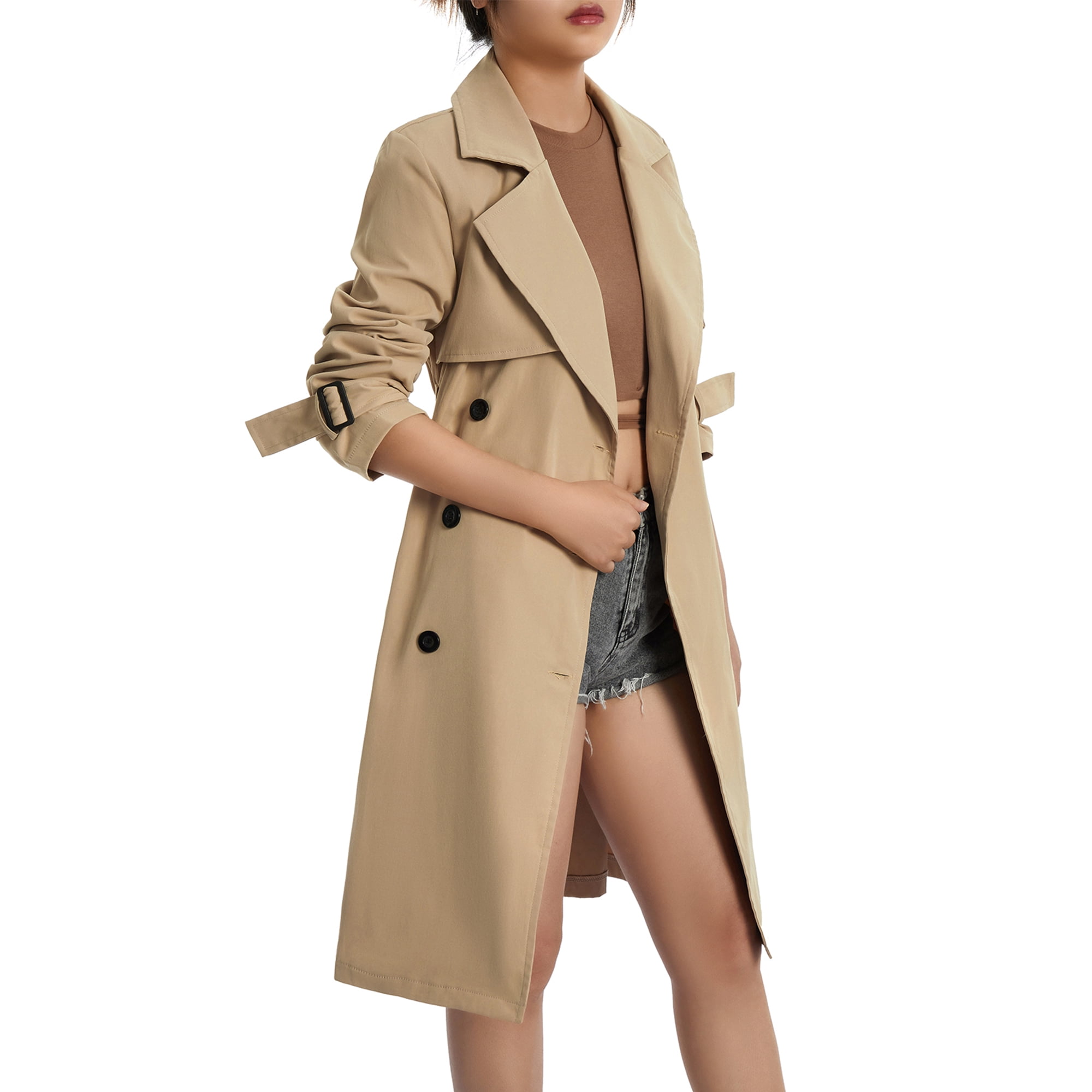 Sylvamorning Women Casual Trench Coat Double Breasted Long Coat Classic Autumn Spring Jacket Windproof Coat Other