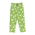 thumbnail image 4 of Naloa Green White Flowers Print Women’s Ultra-Soft Comfy Pajama Lounge Pants with Pockets & Drawstring, 4 of 8