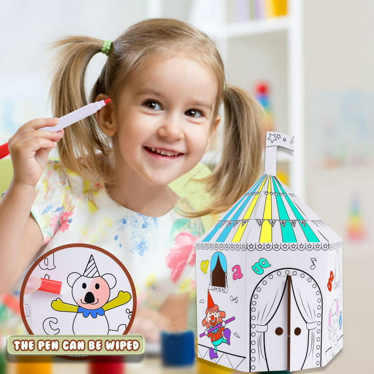 Cardboard Playhouse and Craft Activity for Kids Drawing Painting Toys for 4  5 6 Year Old Girls Boys Kids' Paper Craft Kits Art Supplies for 4-12 Year