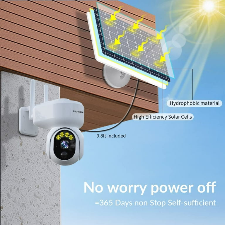 Luovisee Wireless Solar Outdoor Home Security WiFi Camera PTZ Full
