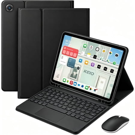 Detachable Bluetooth Keyboard Folio with Multi-Touch Trackpad & S Pen Slot for 11" Galaxy Tab A11 Plus / A11+ 2026, Auto Sleep/Wake Supported，Black
