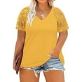 thumbnail image 3 of WMTBSRSW Plus Size Tops for Women Solid Casual Summer V Neck Blouse Lightwieght Short Lace Sleeve Shirts, 3 of 7