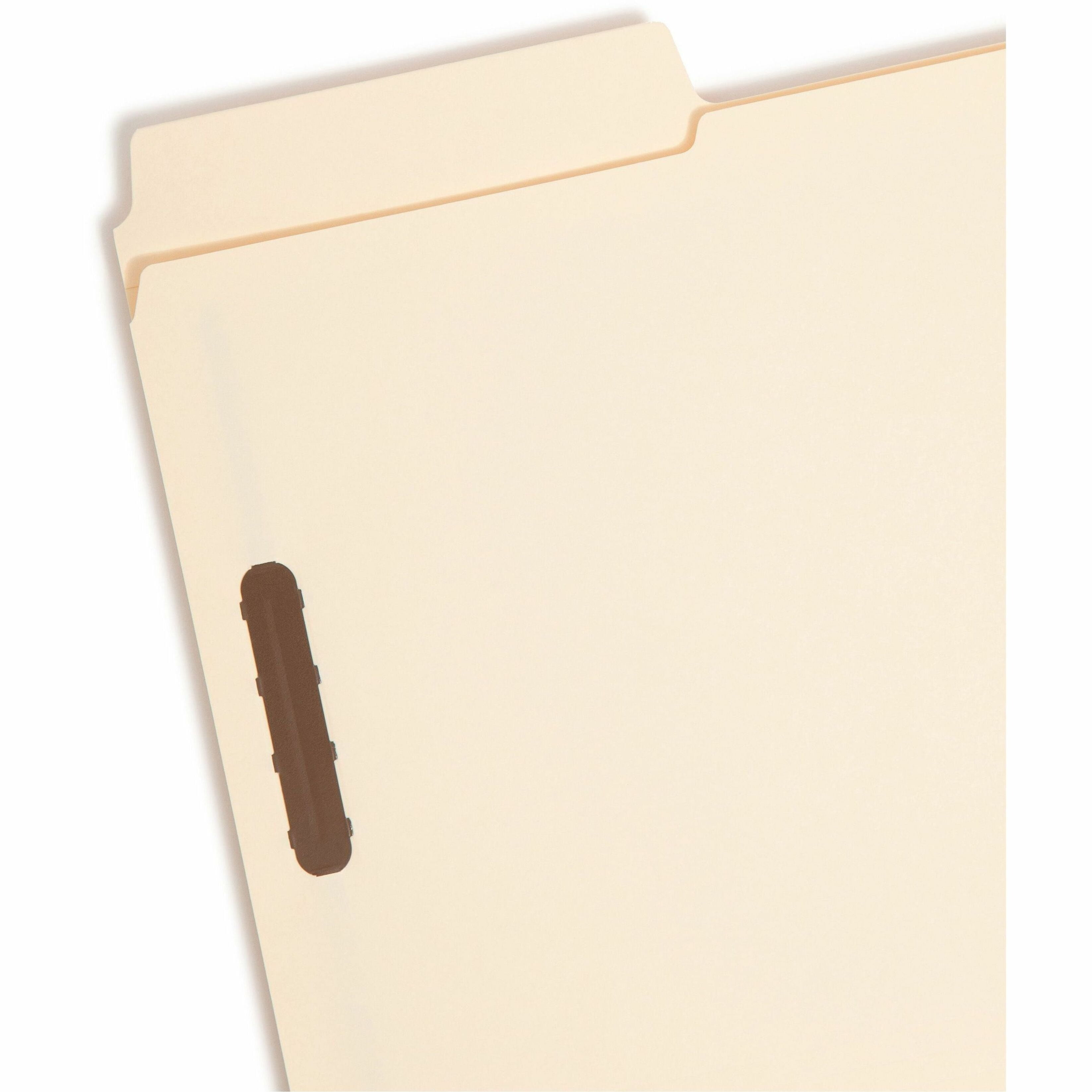 Smead 19535 SuperTab File Folders with Fastener, 1/3 Cut, 11 Point, Legal, Manila, 50/Box