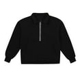 thumbnail image 2 of Boys Toddler Girls Sweatshirts 1/4 Zip Up Lapel Collar Soild Color Print Kids Top with Pockets(120 5-6 Years,Black), 2 of 4
