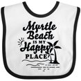 thumbnail image 3 of Inktastic Myrtle Beach is My Happy Place with Palm Trees Boys or Girls Baby Bib, 3 of 4