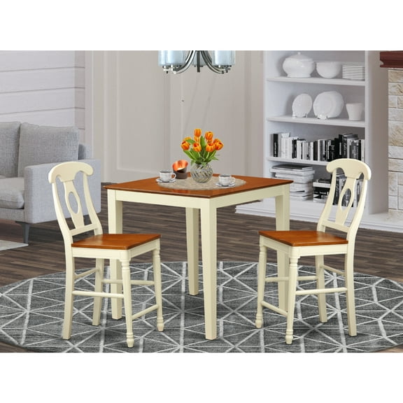 East West Furniture Vernon 3-piece Kitchen Table Set in Buttermilk and Cherry