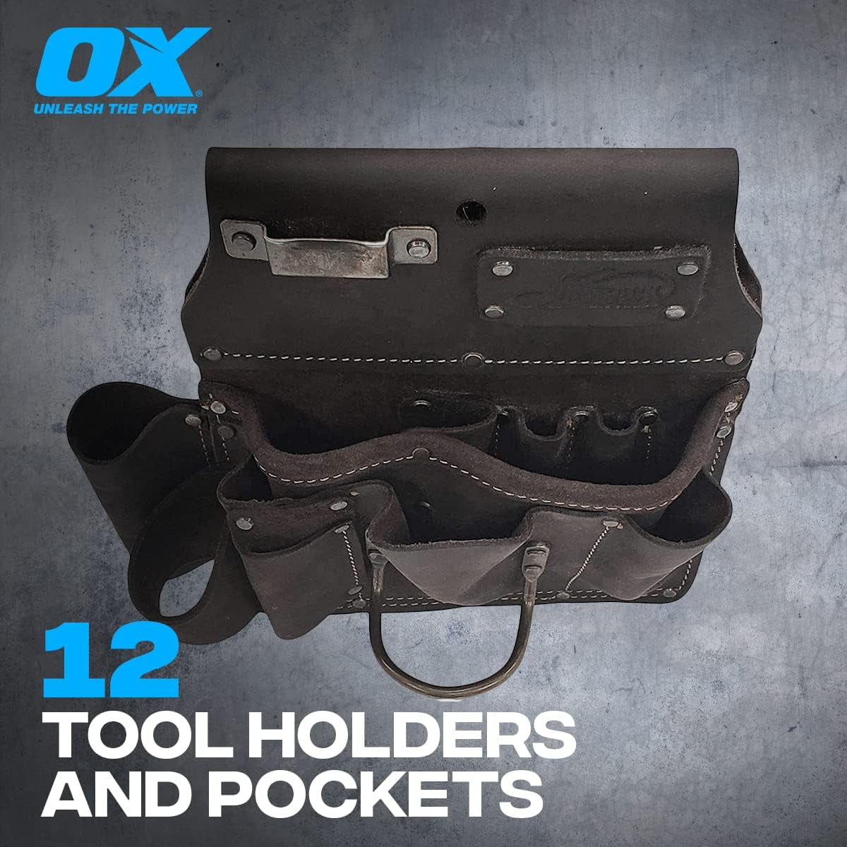 Outback OX P263801 Drywaller's 12 Tool Pouch Holder Oil Tanned Leather,  Brown 