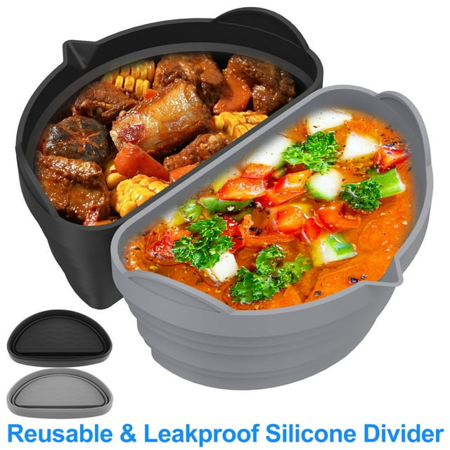 Silicone Slow Cooker Liner Reusable & Leakproof Slow Cooker Divider Liner Fit for 6 Quart Pot Dishwasher Safe Cooking Liner(Black)