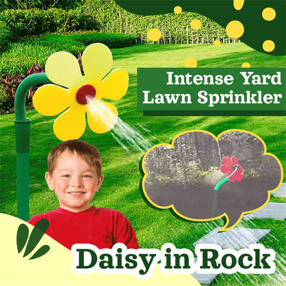 Arroseur Crazy Daisy Rotatif 360° - Piquet Inclus - Pour Jardin, Pelouse, Jeux Enfants - Blanc