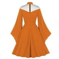 thumbnail image 2 of Women Rockabilly Long Punk Swing Solid Dresses Gothic Elegant Party Outfit Design, 2 of 6