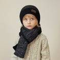 thumbnail image 4 of HNMKIU Kids Gloves Winter 4 to 10 Years Old Children Winter Hat Scarf and Gloves Three Piece Set Outdoor Warm and Knitted Hat for Cold Weather 02_Black,One Size, 4 of 4