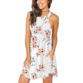 thumbnail image 1 of Robes d'Été Sans Manches Décontractées pour Femmes Robe Élastique avec Poches Rose Blanc m, 1 of 7