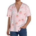 thumbnail image 3 of Xecao offers the Rabbit And Peach for Men's Casual Short-sleeved Shirt, a button-up collared shirt with a pocket, perfect for beach vacations and yacht travel in the Small size., 3 of 7