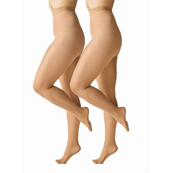Silk Impressions Women's Sheer Support Pantyhose, 40 Denier Sheer, 2-Pack, Sizes S-3XL