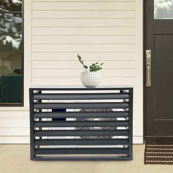 Air Conditioner Fence,Aluminum Alloy AC Privacy Fence Screen Panel,Mini Split Air Conditioner Protective Hide Cover for Outside Units Noise Reduction (Grey)