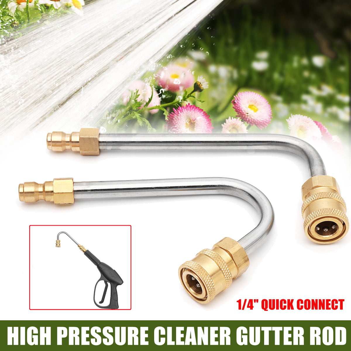 1xPressure Washer Gutter Cleaner Rod/Nozzle For Lance/Wand 1/4 Quick-Connects 