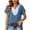 Blue, variant on Women's Lace Trim Notch V Neck Tops Lightweight Soft Cotton Linen Tshirts Loose Fit Dressy Casual Solid Color Boho Blouse S