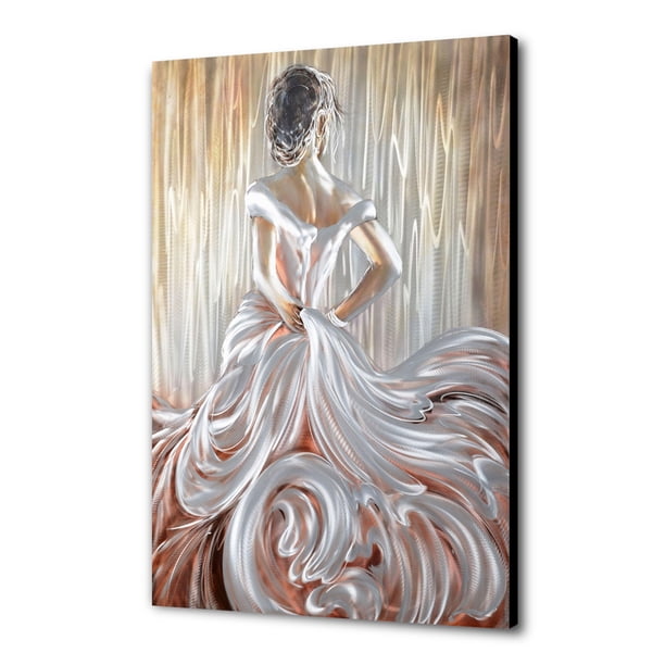 knee length dresses for ladies Lady In Dress Metal Wall Art main image 0