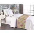 thumbnail image 2 of Nature Bed Runner, Continuous Pink Flowers Monochrome Leaves Art Floral Concept Illustration, Decorative Accent Bedding Scarf for Hotels Homes & Guest Rooms, Twin, Pale Maroon and Camel, by Ambesonne, 2 of 3