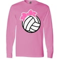 thumbnail image 3 of Inktastic Volleyball with Pink Bow Long Sleeve T-Shirt, 3 of 5