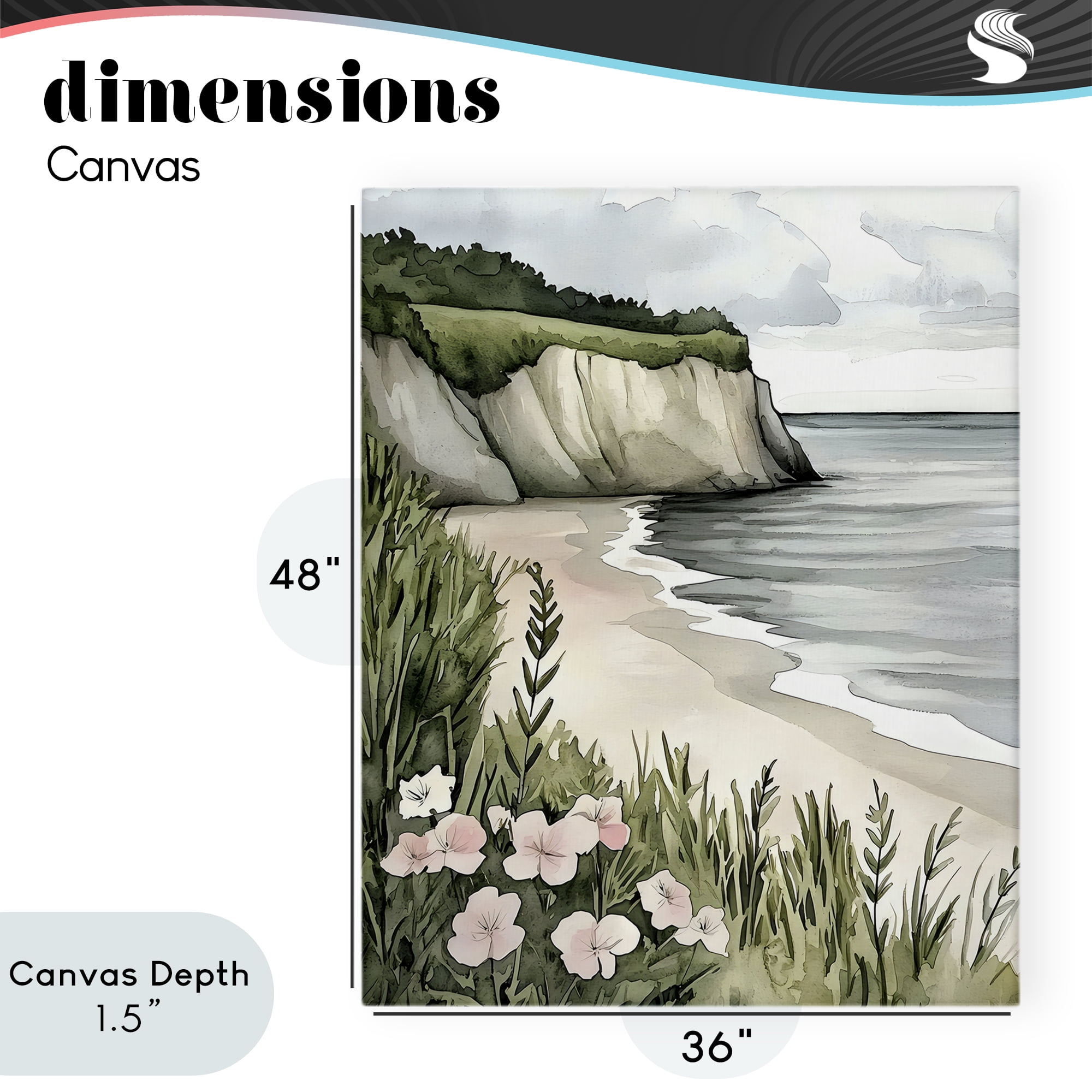 Stupell Industries Coastal Calm with Floral Blooms Canvas Wall Art, design by Riley B